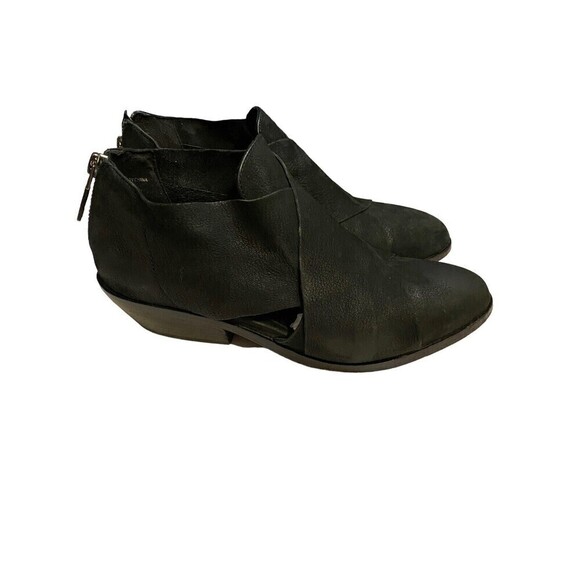 𝅺EILEEN Fisher Womens Vero Cuoio Size 6 Black Leather Ankle Zip Back Boo… - Picture 5 of 11